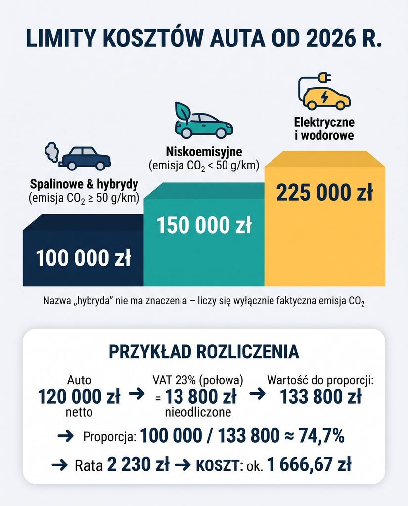 Limity kosztów auta od 2026 r.